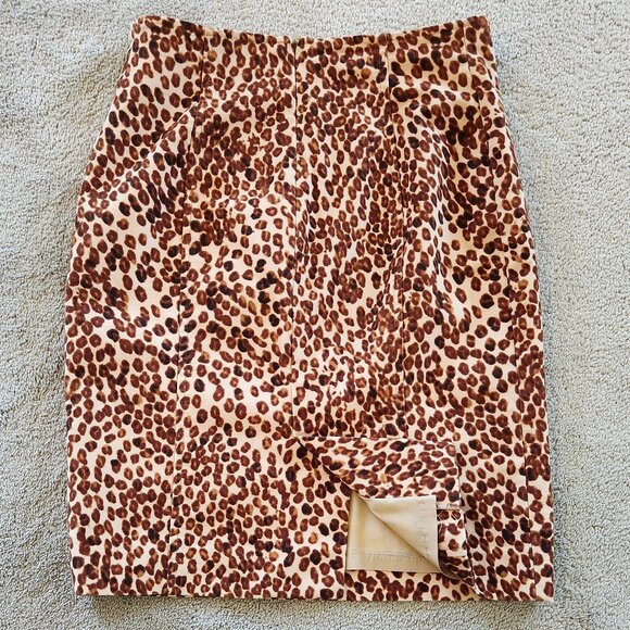 Vintage Les Copains velvet cotton leopard print skirt Sz 42 US Sz S Italy - Picture 6 of 9